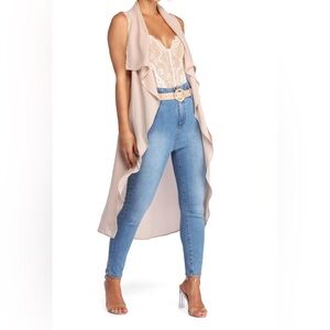 Windsor Beige Drape Front Vest Size S